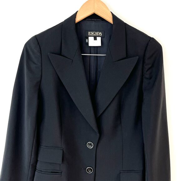 Escada Margaretha Ley Black Classic Tailored Jacket Womens 38 US 8 Wool Mohair - Picture 2 of 16